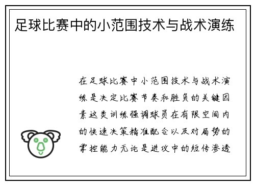 足球比赛中的小范围技术与战术演练